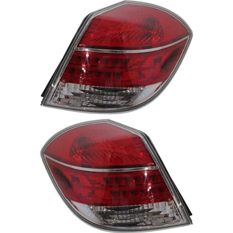Halogen Tail Light Set For 2007-2009 Saturn Aura Clear & Red Lens w/ Bulbs 2Pcs