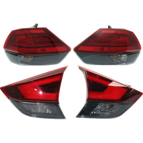 Tail Light Set For 2017 Nissan Rogue LH and RH Inner Outer w/ bulb Halogen CAPA