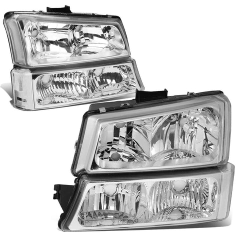 2003-2006 Chevy Silverado Chrome Housing Clear Corner Headlight Bumper Lamps