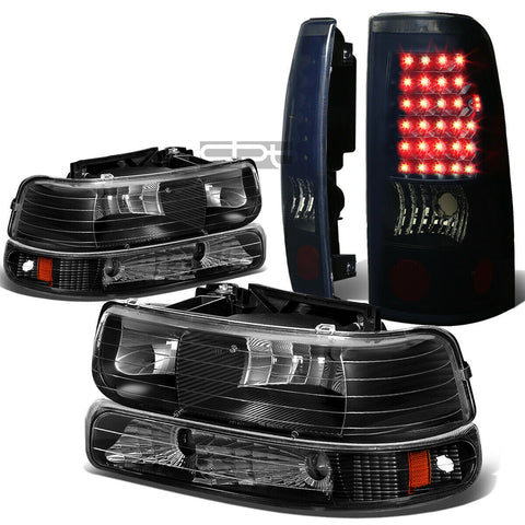 99-02 SILVERADO BLACK CRYSTAL HEADLIGHT+BUMP