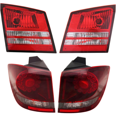 Tail Light Set For 2009-2020 Dodge Journey LH RH Inner Outer Clear/Red/LED