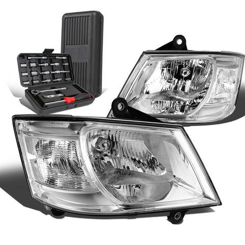 2008-2010 Dodge Grand Caravan Pair Chrome/Clear Signal Headlights+Too