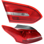 Tail Light Set For 2015-2018 Ford Focus Left Inner Outer Red Lens Halogen CAPA