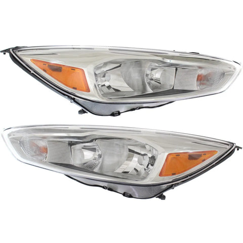 Headlight For 2015-2018 Ford Focus Titanium Pair LH and RH with LED DRL