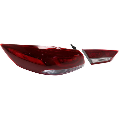 Tail Light Set For 2017-2018 Hyundai Elantra Left and Right Outer Clear Lens LED
