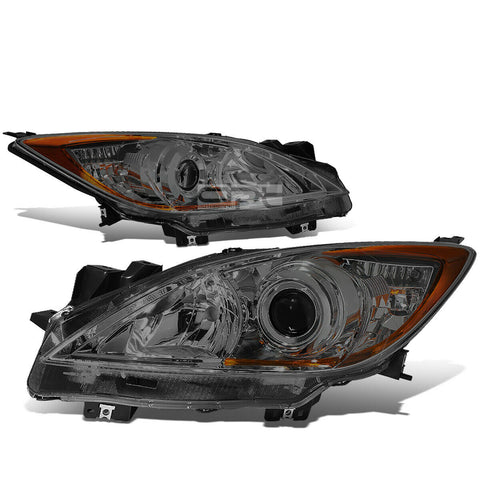2010-2013 Mazda 3 Pair Smoked Housing Amber Corner Projector Headlight/Lamp
