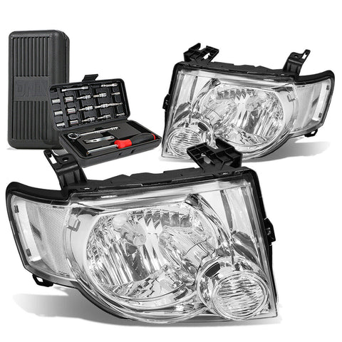 2008-2012 d Escape Pair Chrome/Clear Side Headlight Head Lamps+Tool Box