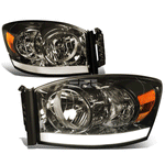 [LED DRL] 2006-2009 Dodge Ram Pickup Smoked Housing Amber Side Headlight/Lamp