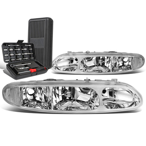 1999-2004 Oldsmobile Pair Alero Chrome/Clear Side Driving Heaflight+Tool Box