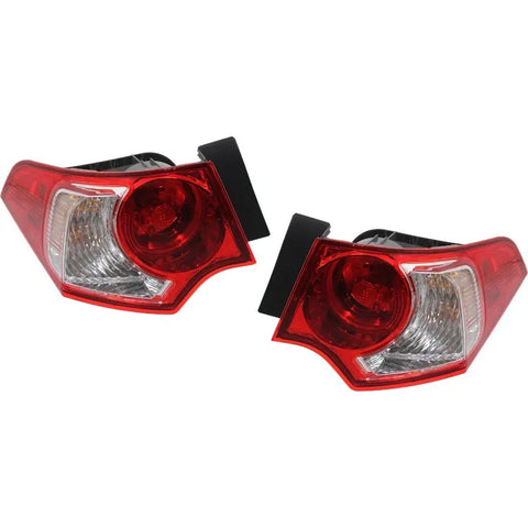 Halogen Tail Light Set For 2009-2010 Acura TSX Outer Clear/Red w/ Bulbs 2Pcs