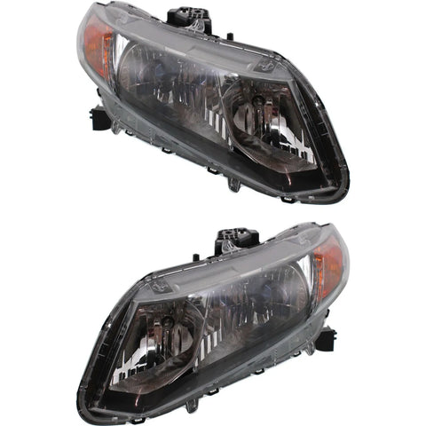 Headlight Set For 2012 Honda Civic Hybrid Model Left and Right With Bulb 2Pc