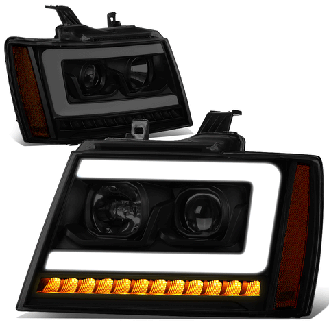 [LED Sequential Signal] 07-14 Tahoe Suburban 3D DRL Projector Headlight Lamps