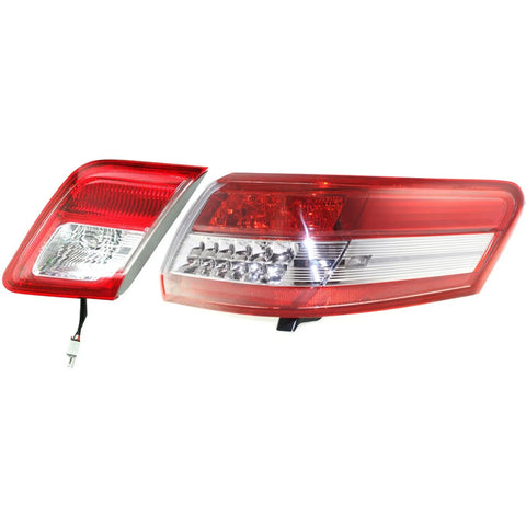 Tail Light Set For 2010-2011 Toyota Camry LH RH Inner Outer Clear/Red Halogen