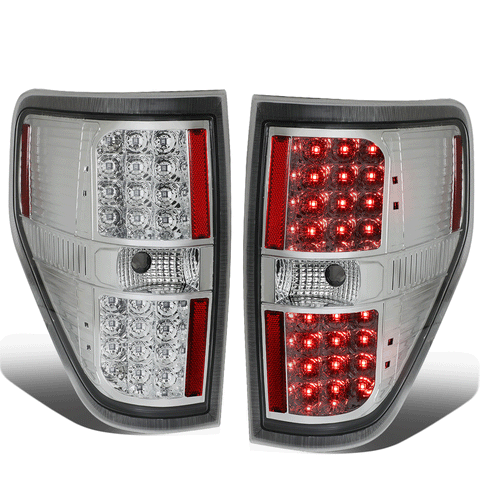 2009-2014 d F150 Truck Pair LED Tail Brake Lights Reverse Lamp Chrome