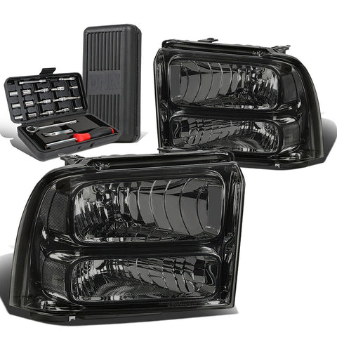2005-2007 d Super Duty Pair Smoked/Clear Corner Headlight Lamps+Tool Box