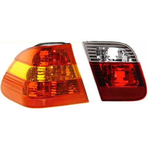 Tail Light Set For 2002-2005 BMW 325i 330xi LH Inner Outer Amber Clear Red