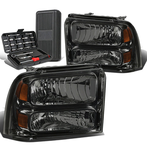 2005-2007 d Super Duty Pair Smoked/Amber Corner Headlight Lamps+Tool Box