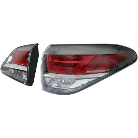 Tail Light Set For 2013-2015 Lexus RX350 RX450h RH Inner Outer Clear/Red Halogen