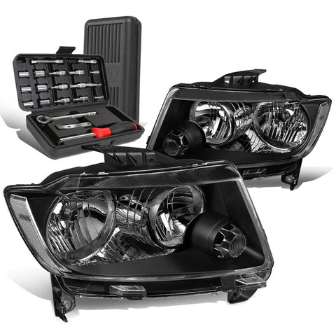 2011-2013 Grand Cherokee Pair Black/Clear Signal Headlight Lamps+Tool Box