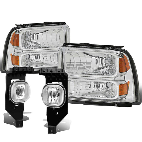 05-07 SUPERDUTY CHROME AMBER HEADLIGHT+TRUN SIGNAL LAMP+OE BUMPER FOG LIGHT