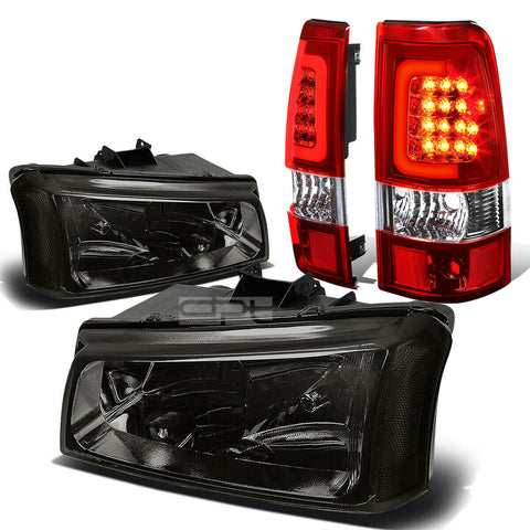 03-07 SILVERADO SMOKED+CLEAR CORNER HEADLIGHT+RED 3D LED BAR TAIL LIGHT/LAMP