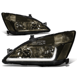 [LED DRL] 2003-2007 Honda Accord Smoked Housing Clear Side Headlight/Lamp Set