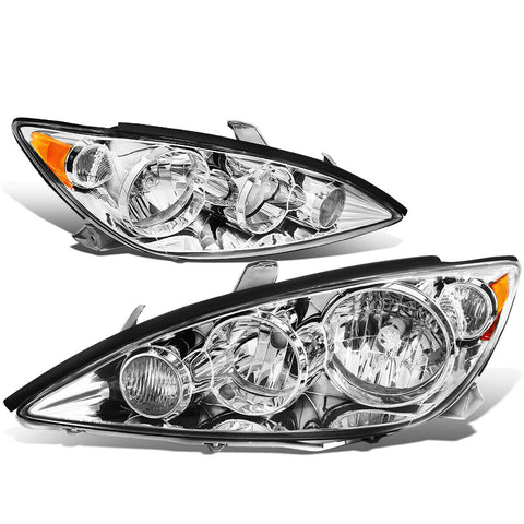 2005-2006 Toyota Camry Pair Chrome Housing Amber Corner Headlight/Lamp Set