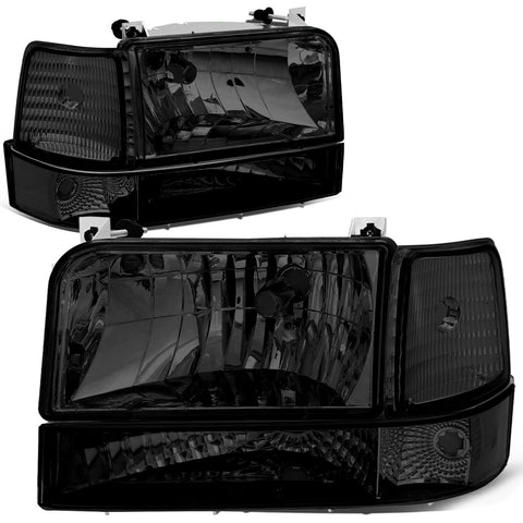 1992-1996 d F150/F250/F350 Smoked Bumper Headlights/+Cl