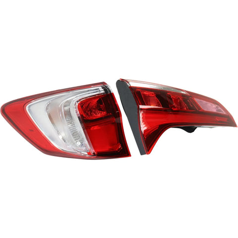 Tail Light Set For 2016-2018 Acura RDX Left Inner and Outer Clear/Red Halogen