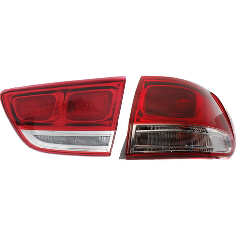 Tail Light Set For 2016-2018 Kia Sorento RH Inner Outer Clear/Red Halogen CAPA
