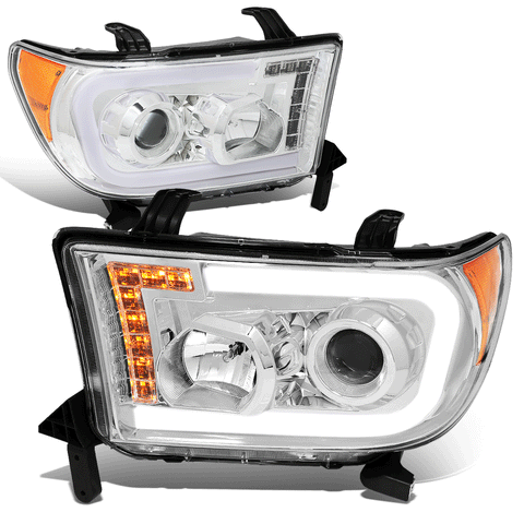 07-13 Toyota Tundra Pair Front LED DRL+Turn Signal Projector Headlights Lamp