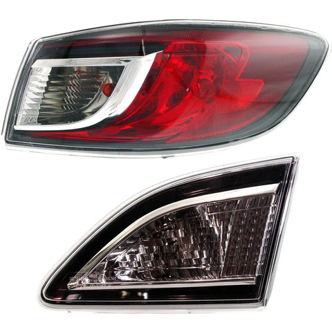 Tail Light Set For 2010-2013 Mazda 3 Right Side Inner and Outer w/ bulbs Halogen