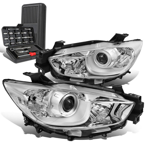 2013-2016 Mazda CX-5 Pair Chrome/Clear Signal Projector Headlights+Too