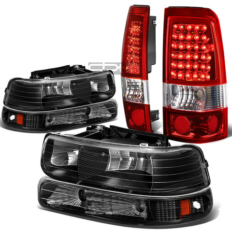 99-02 SILVERADO BLACK CLEAR HEADLIGHT+BUMP
