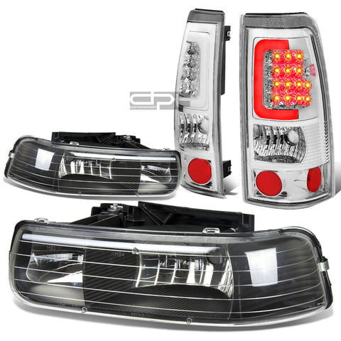 99-02 SILVERADO BLACK CRYSTAL HEADLIGHT+CORN