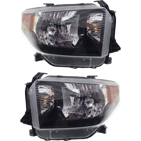 Headlight Set For 2015 2016 2017 Toyota Tundra Left and Right With Bulb 2Pc