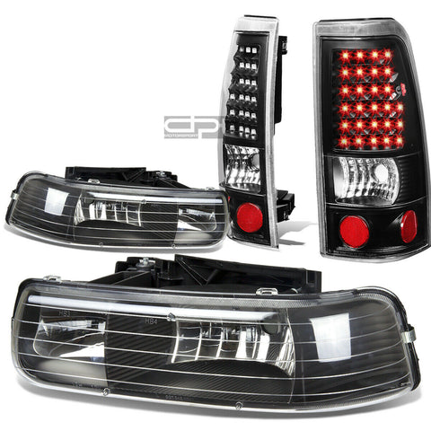 99-02 SILVERADO BLACK CRYSTAL HEADLIGHT+CORN