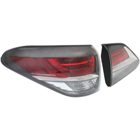 Tail Light Set For 2013-2015 Lexus RX350 RX450h LH RH Outer Clear/Red Halogen