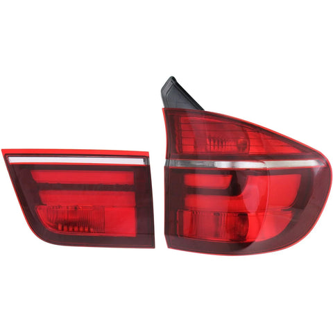 Tail Light Set For 2011-2013 BMW X5 Left and Right Inner Outer Clear/Red Halogen