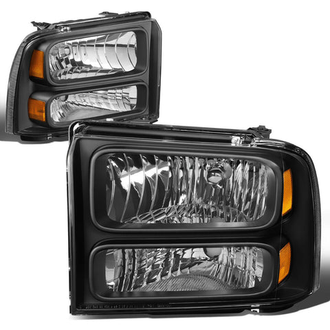2005-2007 d Super Duty Black Housing Amber Corner Bumper Headlight/Lamp
