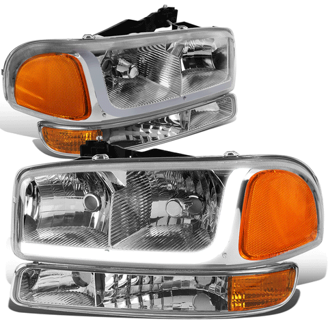 1999-2007 Sierra 1500 2500 LED DRL Headlight Bumper Signal Lamp Chrome Amber