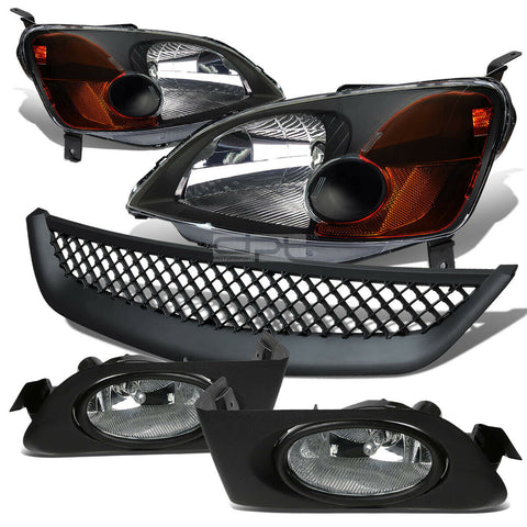 BLACK HEAD LIGHT AMBER SIDE MARKER+CLEAR LENS FOG LAMP+GRILLE  01-03 CIVIC