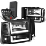 1991-1994 d Explorer LED DRL Tube Black Headlights Bumper Lamps+Tool Box
