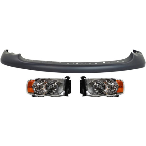 Bumper Cover Kit For 2002-2005 Dodge Ram 1500 Front 3 Pieces