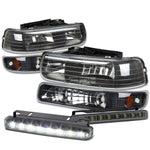 BLACK HOUSING CLEAR LENS HEADLIGHT+BUMP