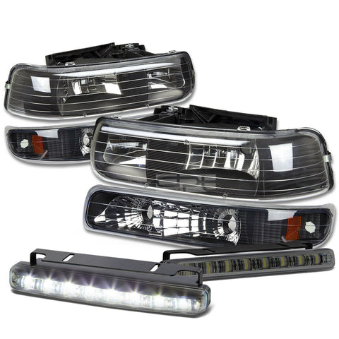 BLACK HOUSING CLEAR LENS HEADLIGHT+BUMP