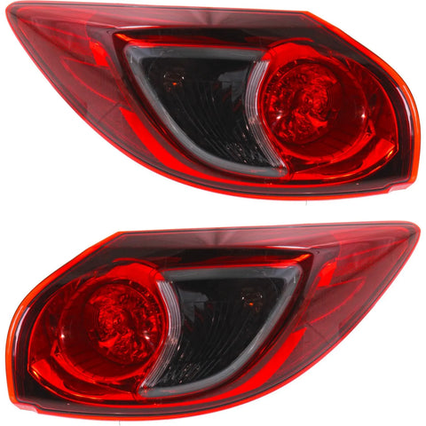Halogen Tail Light Set For 2013-2016 Mazda CX-5 Outer Clear/Red w/ Bulbs 2Pcs
