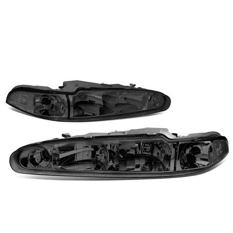 1998-2002 Oldsmobile Intrigue Pair Smoked Housing Clear Side Headlight/Lamp