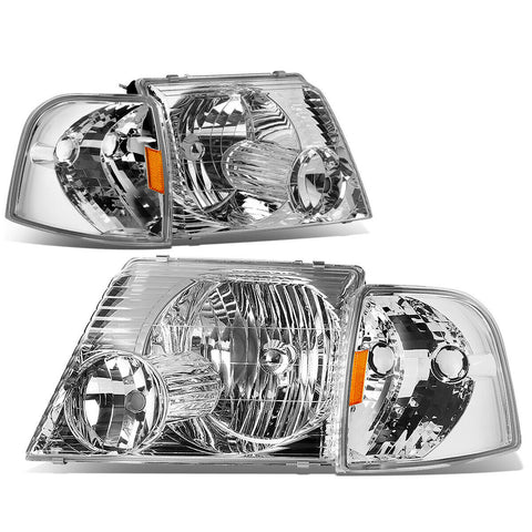 2002-2005 d Explorer Pair Chrome Housing Amber Corner Headlight/Lamp Set