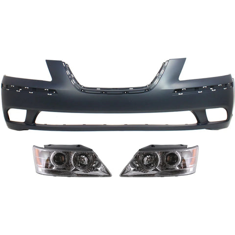 Bumper Cover Kit For 2009-2010 Hyundai Sonata 4-Door Sedan Front CAPA 3Pc